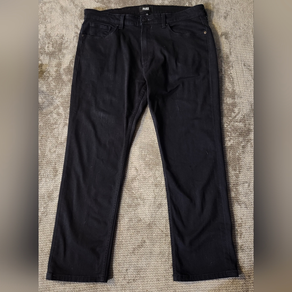 Paige Mens Federal Jeans, Straight Leg,  Sz 38, Black Wash Stretch,